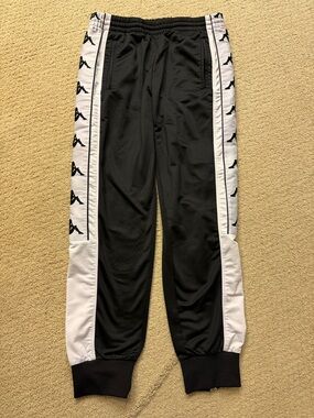 Kappa Black & White Logo Tape Women Track Pants